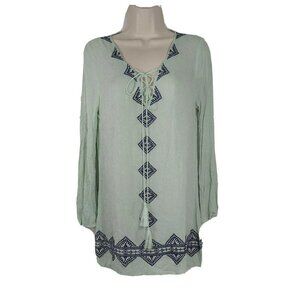 Altard State Crinkle Tunic Top Women Size M Green